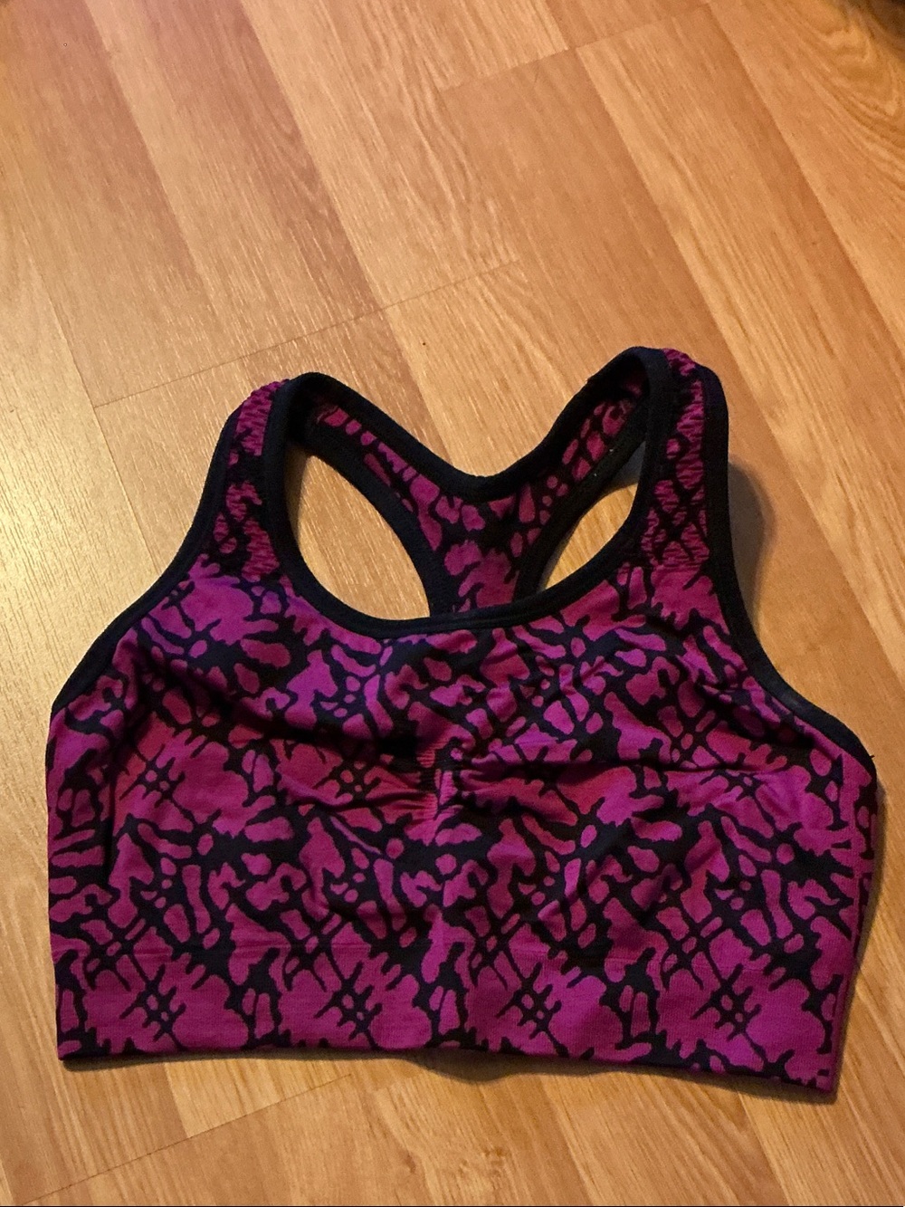 Champion Purple & Black Patterned Racerback Sports Bra
